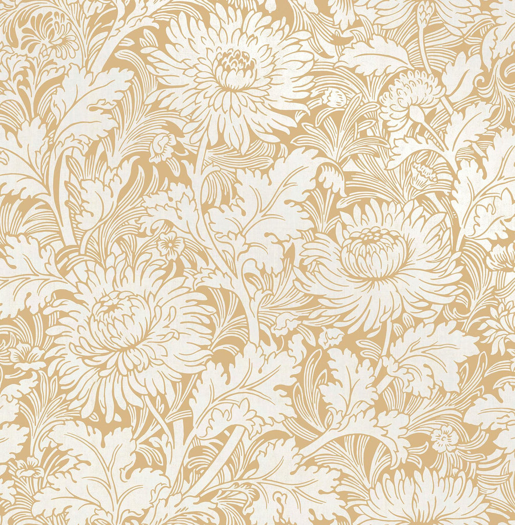 Brewster Home Fashions Zinnia Floral Mustard Wallpaper