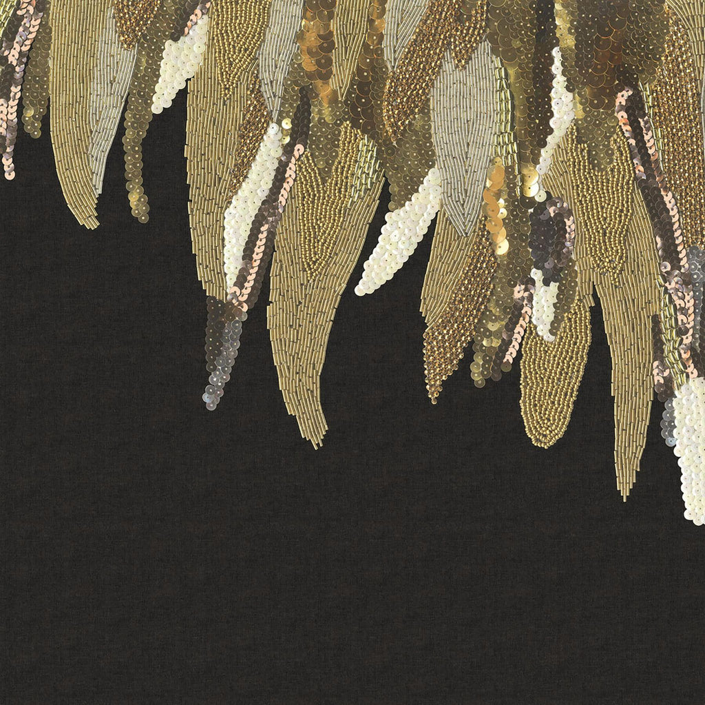 Brewster Home Fashions Left Fancy Feather Black Wall Mural