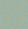 Brewster Home Fashions Rumi Turquoise Trellis Wallpaper