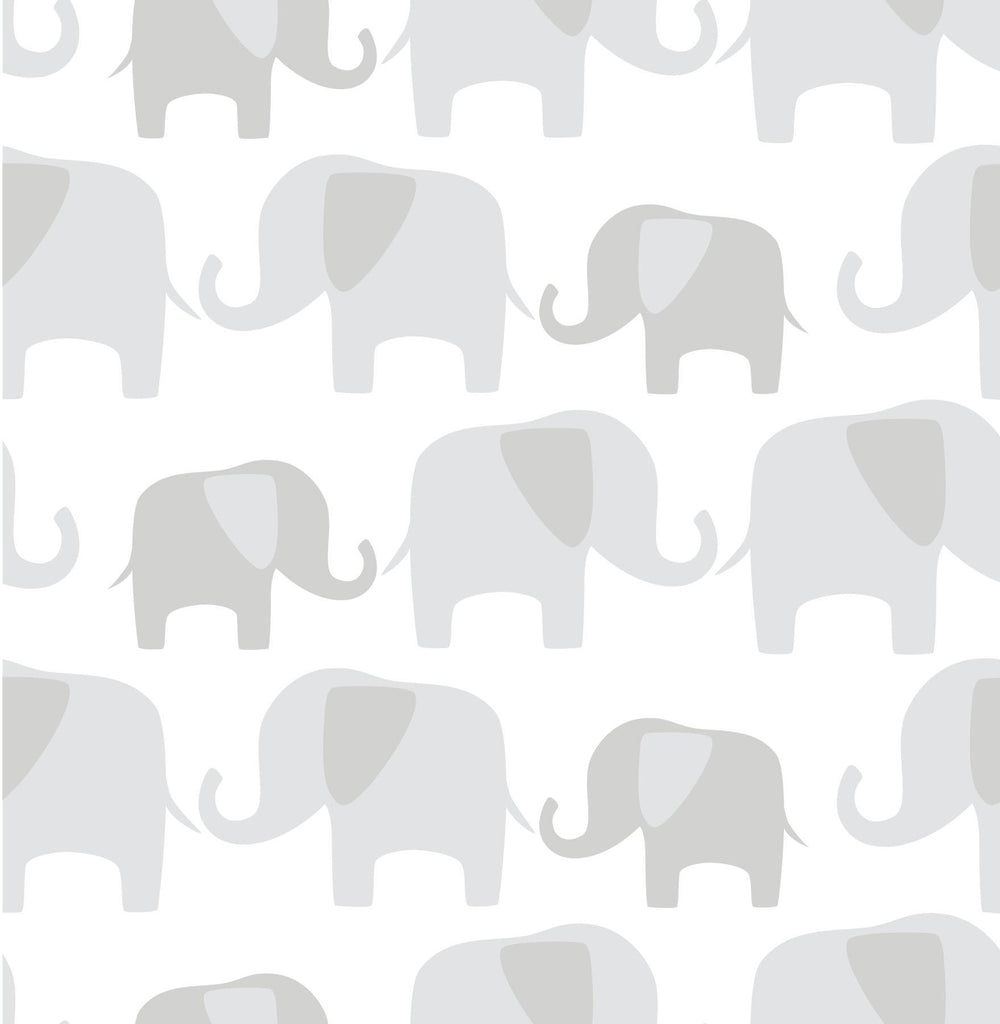 Brewster Home Fashions Elephant Parade Peel & Stick Grey Wallpaper