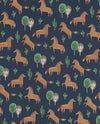 Brewster Home Fashions Tuva Navy Horse Wallpaper