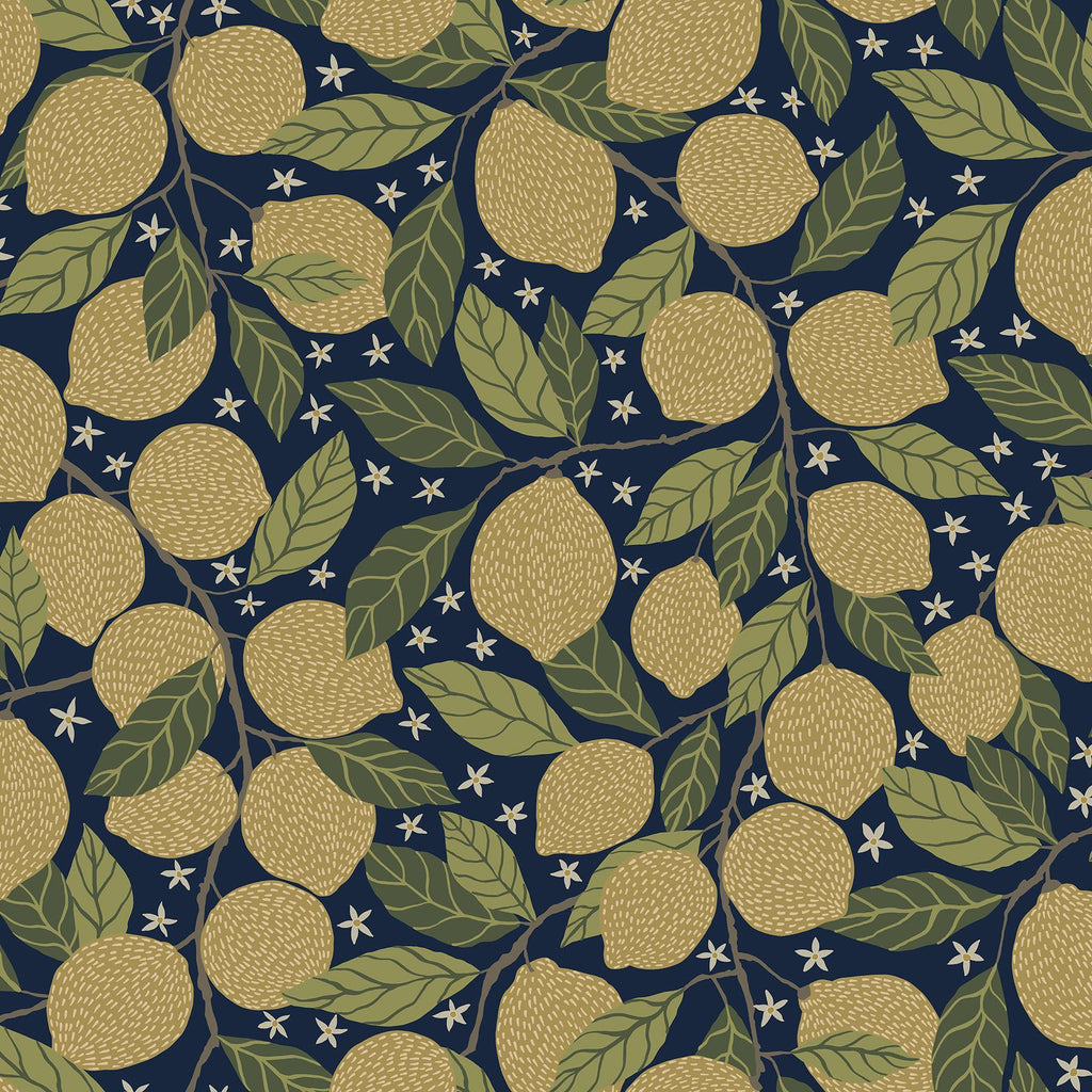 A-Street Prints Lemona Navy Fruit Tree Navy Blue Wallpaper
