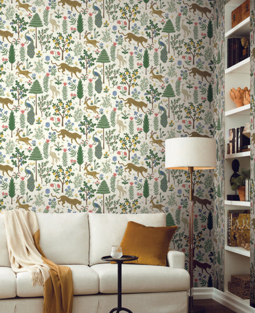 Rifle Paper Co. Menagerie White/Brown Wallpaper