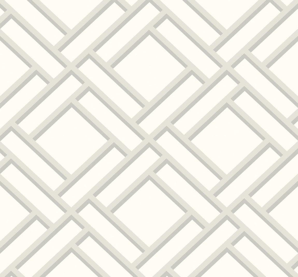 Seabrook Block Trellis Silver Wallpaper