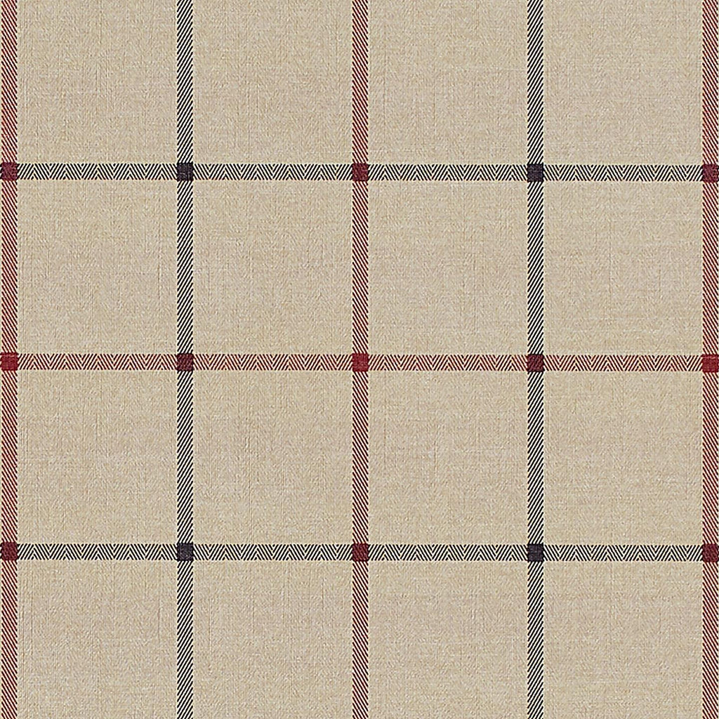 Phillip Jeffries House of Plaid Camel with Red Wallpaper