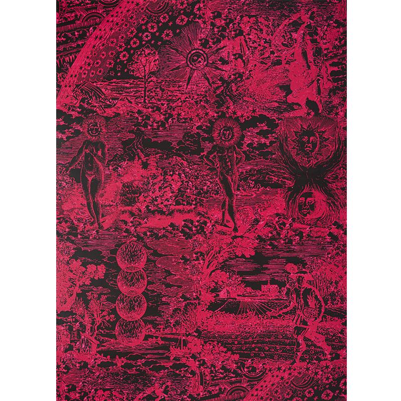 Schumacher Modern Toile Pink & Black Wallpaper
