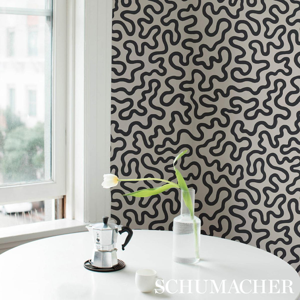 Schumacher Riley Soft Black Wallpaper