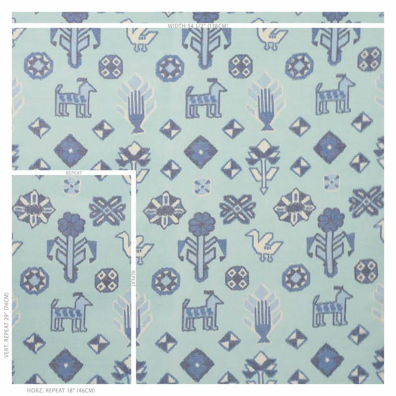 Schumacher Chuska Warp Print Blue Fabric