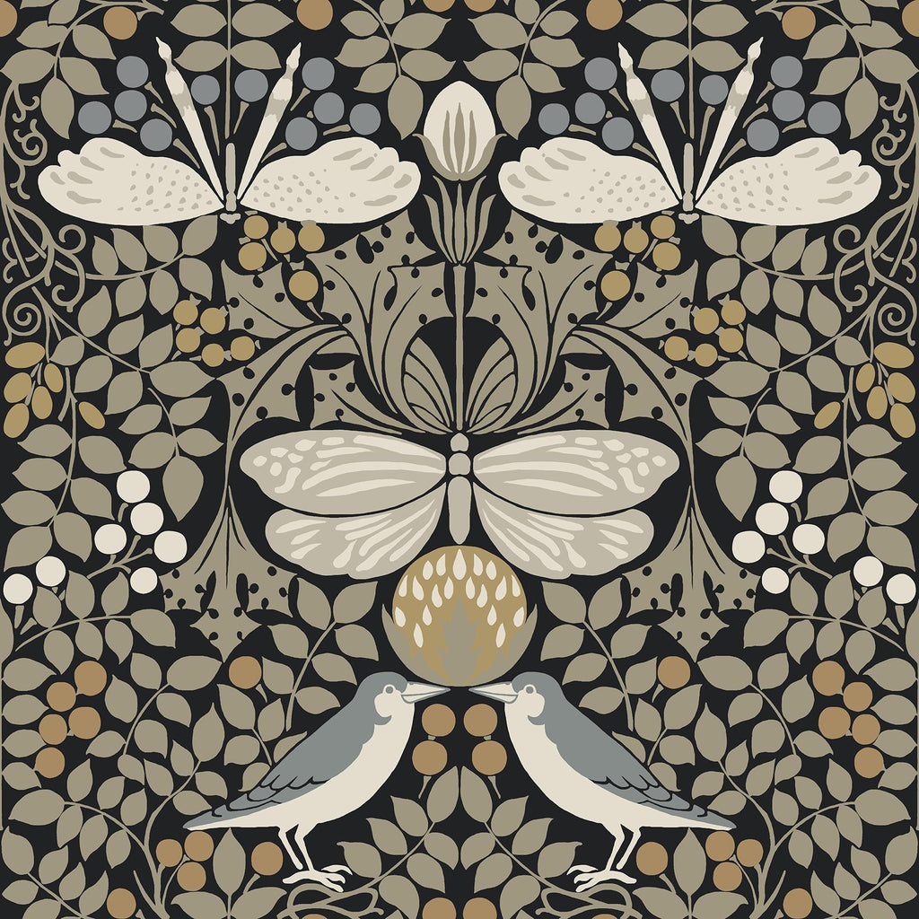 Ronald Redding Designs Butterfly Garden Black Wallpaper