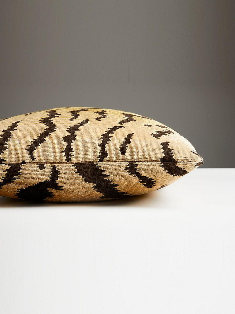Scalamandre Tigre Lumbar Ivory, Gold & Black Pillow