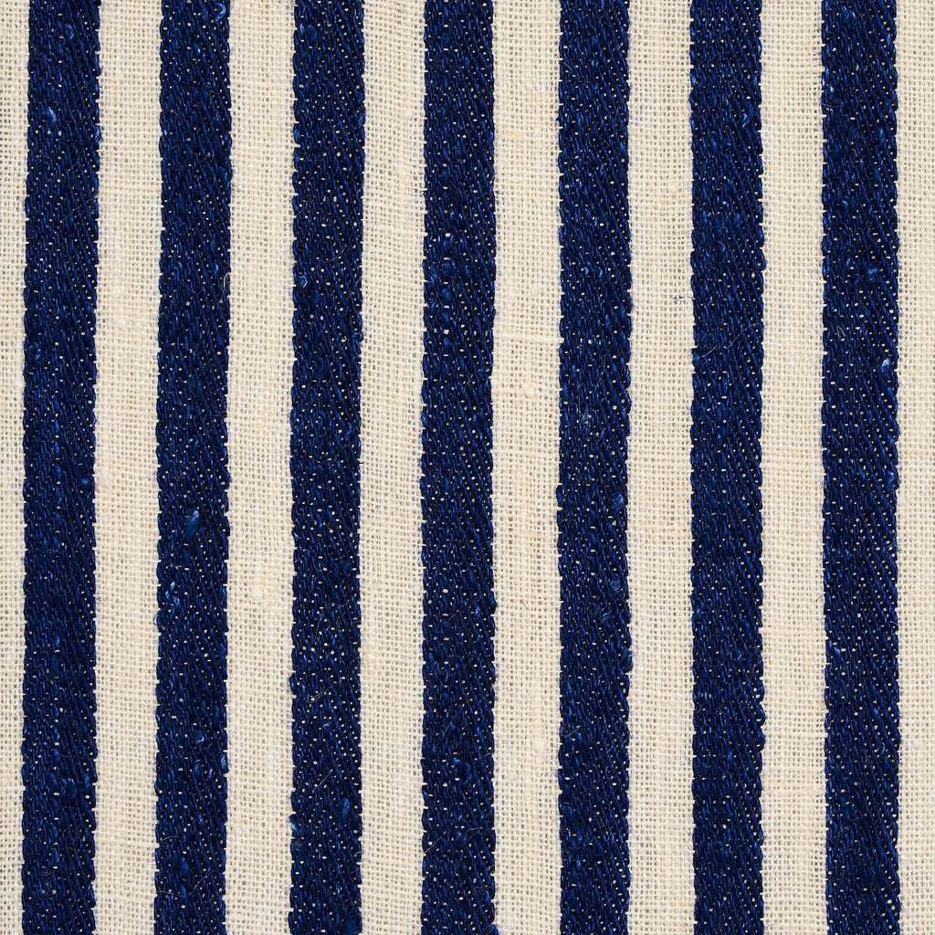 Schumacher Summerville Linen Stripe Navy Fabric