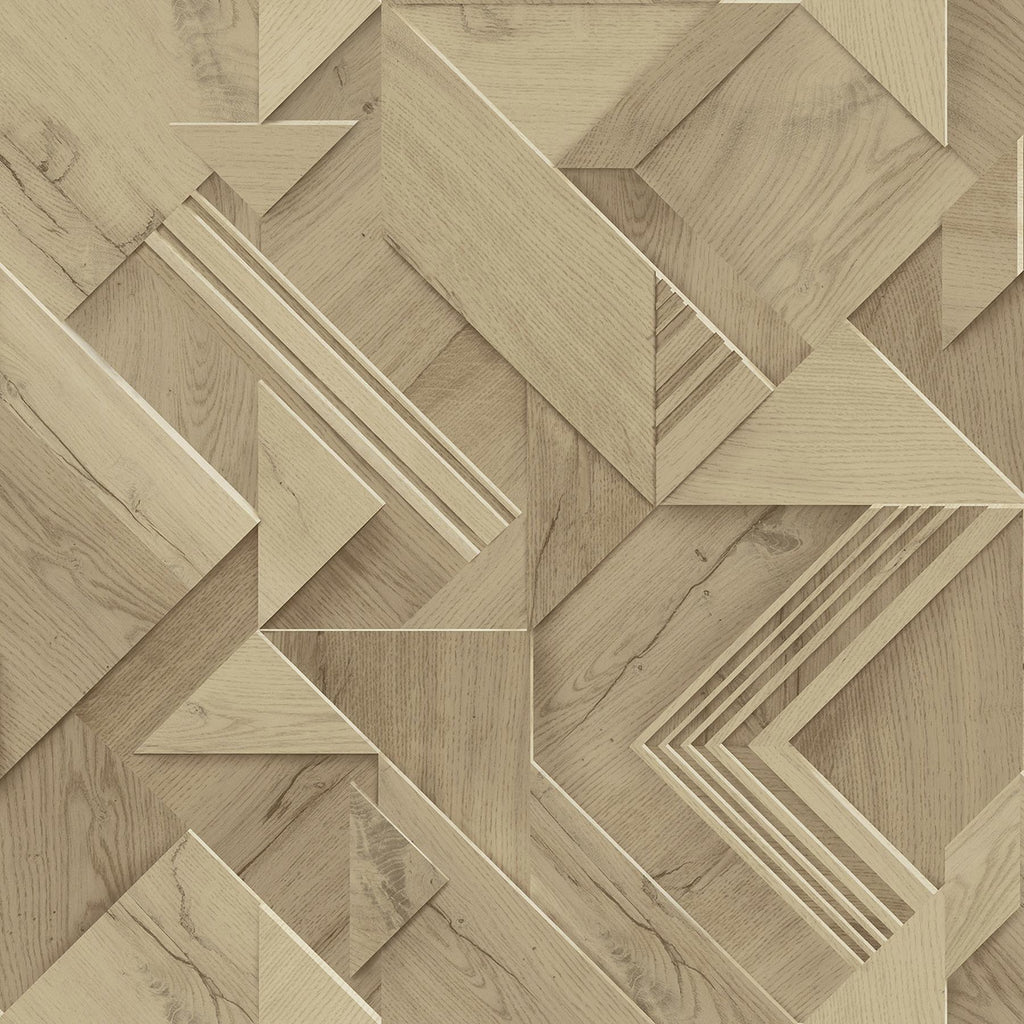 Brewster Home Fashions Cassian Wood Geometric Light Brown Wallpaper