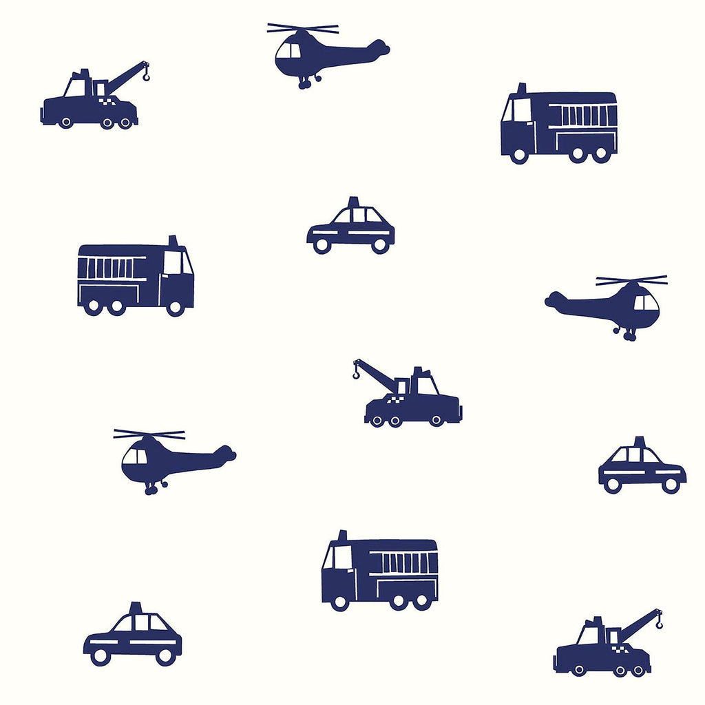 Brewster Home Fashions Briony Navy Vehicles Wallpaper