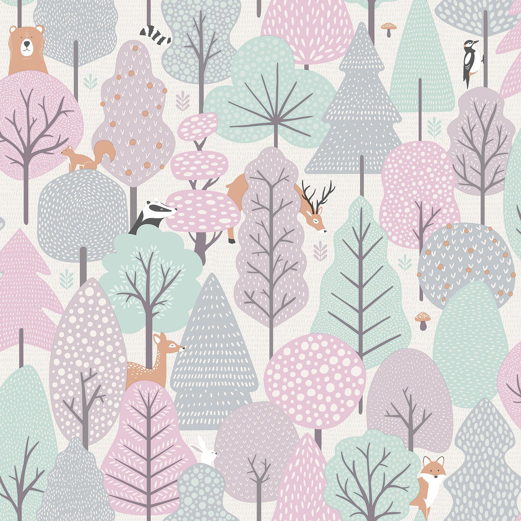 Brewster Home Fashions Quillen Forest Pink Wallpaper