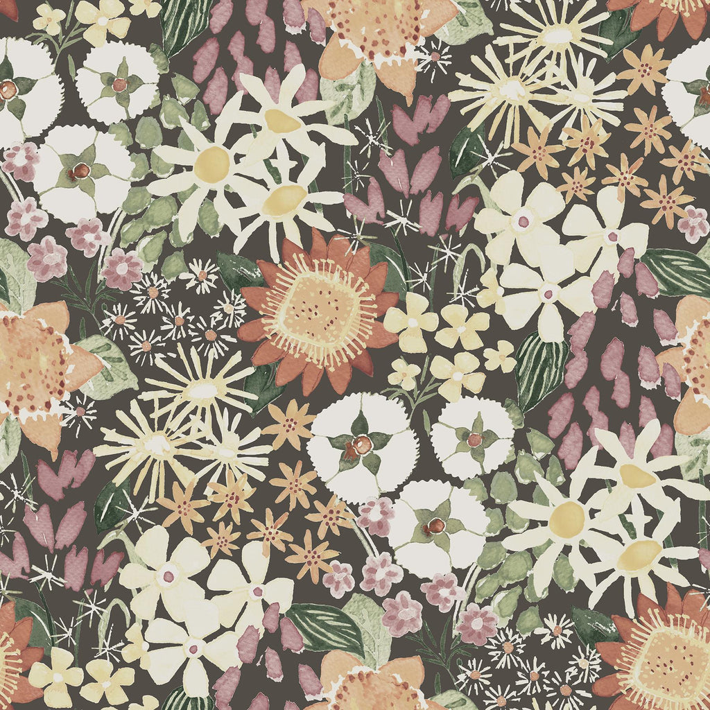 A-Street Prints Karina Raspberry Wildflower Garden Wallpaper