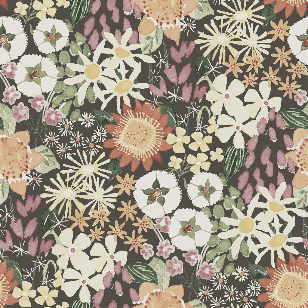 A-Street Prints Karina Wildflower Garden Rasberry  Wallpaper