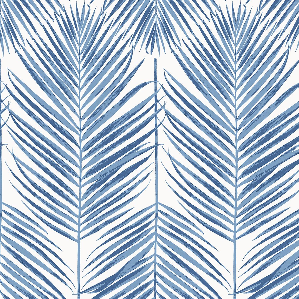 Seabrook Marina Palm Coastal Blue Wallpaper – DecoratorsBest