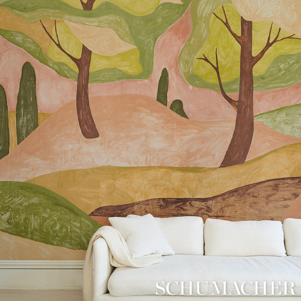 Schumacher Forest Hills Panel Set Sunset Wallpaper