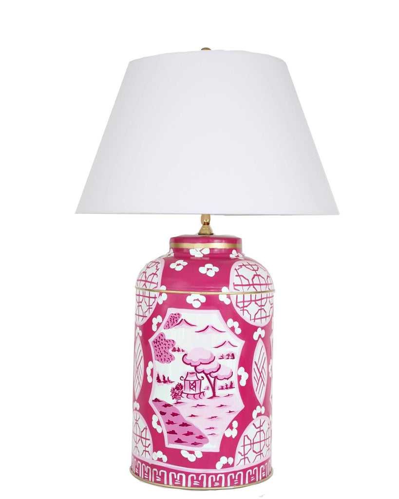 Dana Gibson Canton Tea Caddy Pink Table Lamp