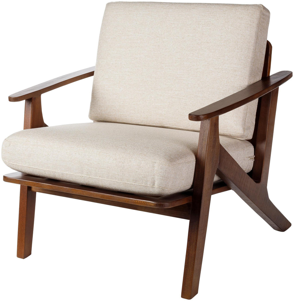 Surya Dover DVE-001 Light Beige Wood 35"H x 28"W x 32"D Accent Chair