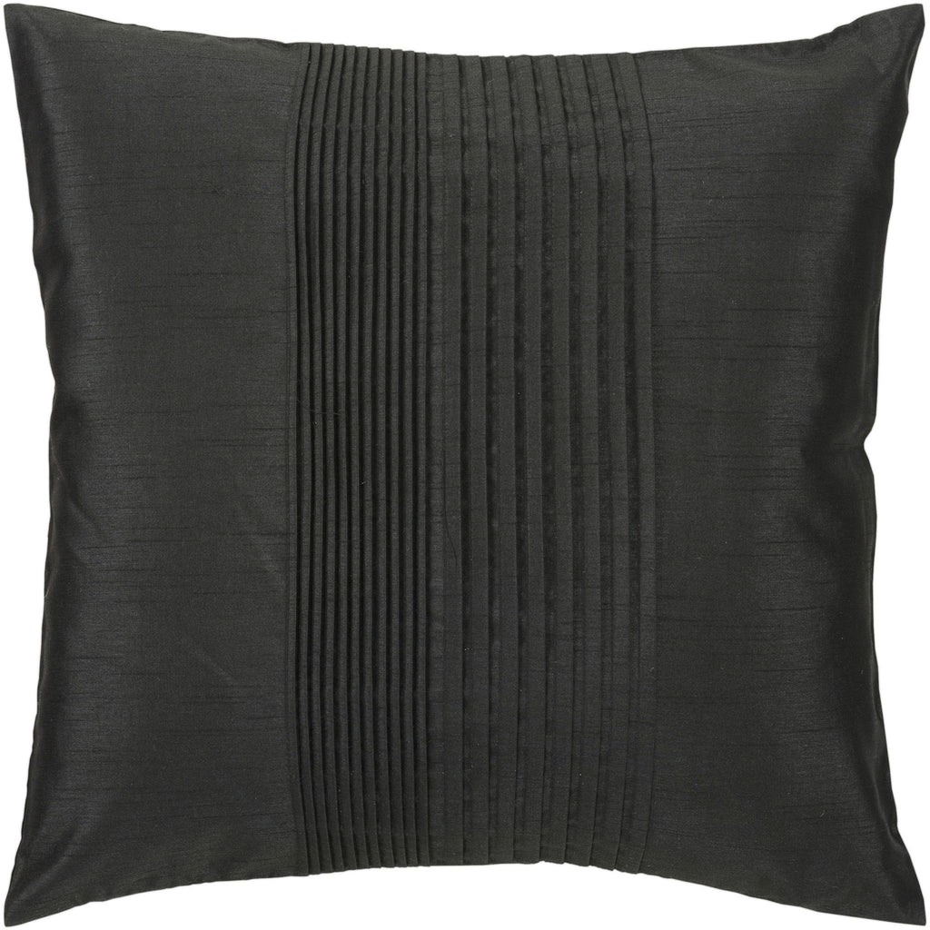Surya Solid Pleated HH-027 Black 18"H x 18"W Pillow Cover