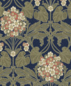 Seabrook Floral Hydrangea Navy & Terra Cotta Wallpaper