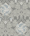 Seabrook Floral Hydrangea Daydream Grey & Carolina Blue Wallpaper