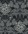 Seabrook Floral Hydrangea Ebony & Charcoal Wallpaper