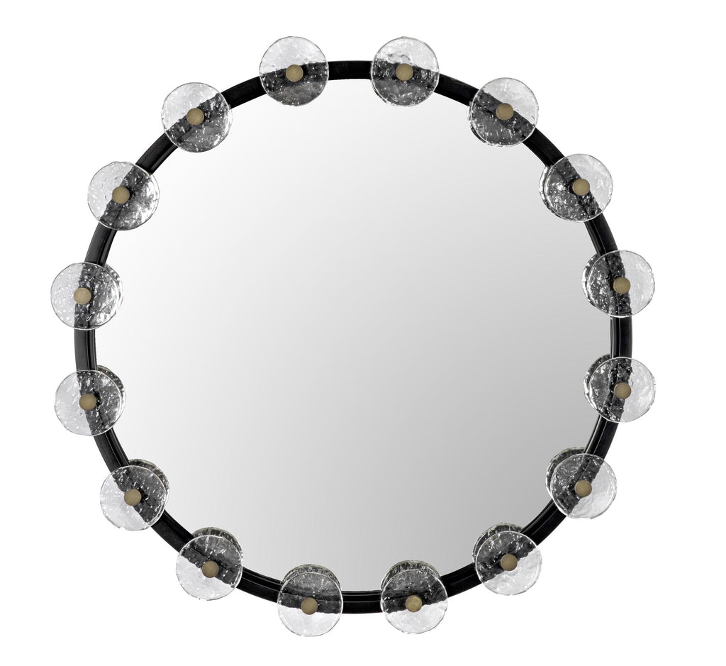 NOIR Moira Mirror with Glass Details Black Metal