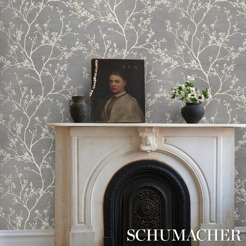Schumacher Twiggy Sisal Charcoal Wallpaper