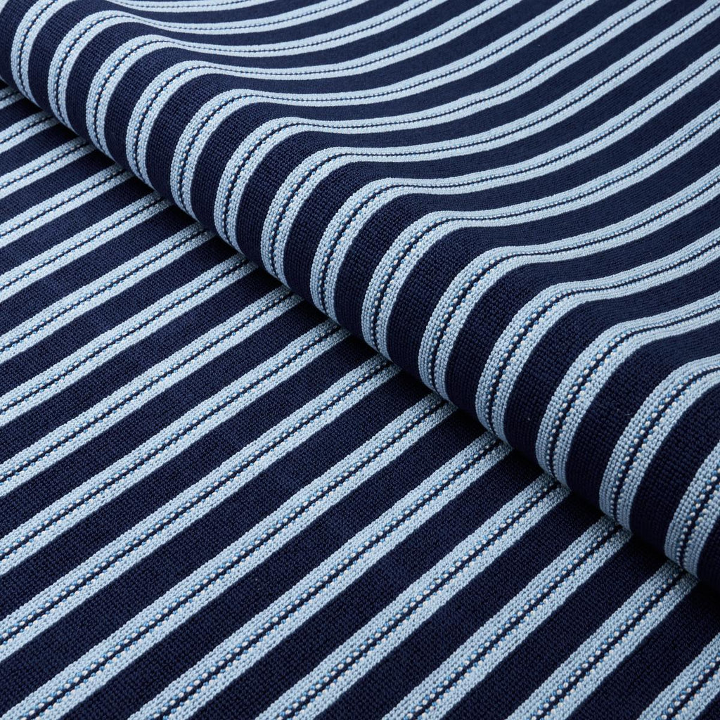 Schumacher Benson Stripe Pingl Navy Fabric
