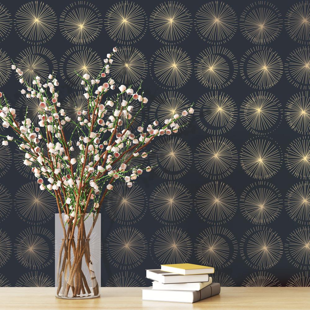DecoratorsBest Moon Sphere Navy Peel and Stick Wallpaper, 28 sq. ft.