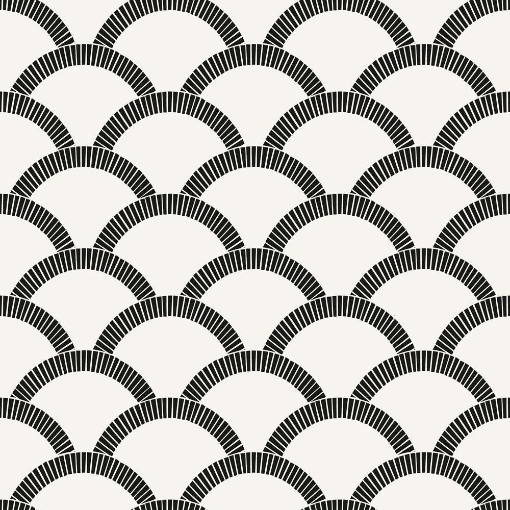 DecoratorsBest Scallops Black Ink and White Peel and Stick Wallpaper, 28 sq. ft.