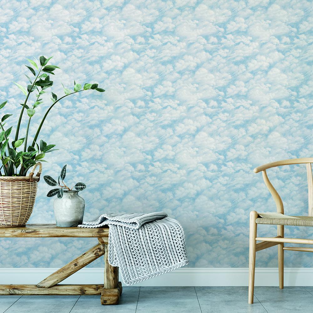 DecoratorsBest Cloudscape Blue Peel and Stick Wallpaper, 28 sq. ft.