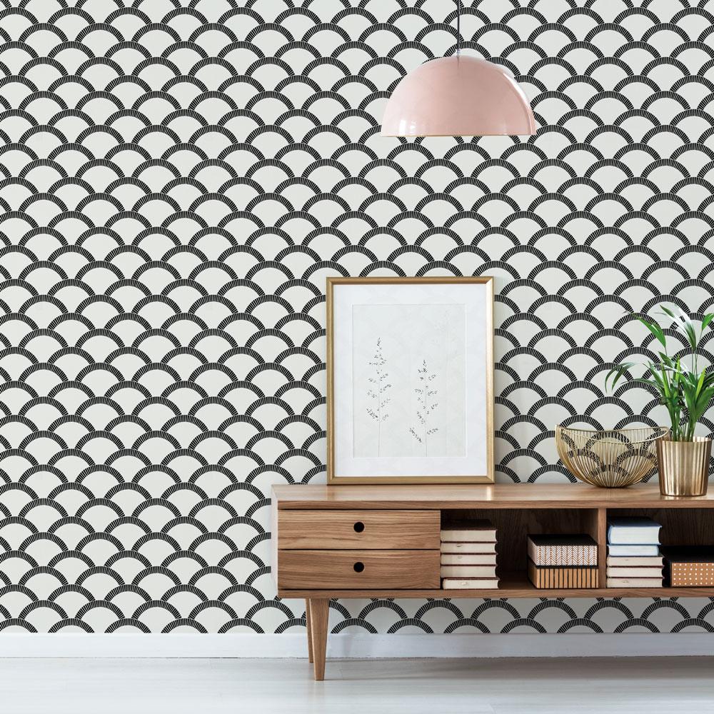 DecoratorsBest Scallops Domino Peel and Stick Wallpaper, 56 sq. ft.