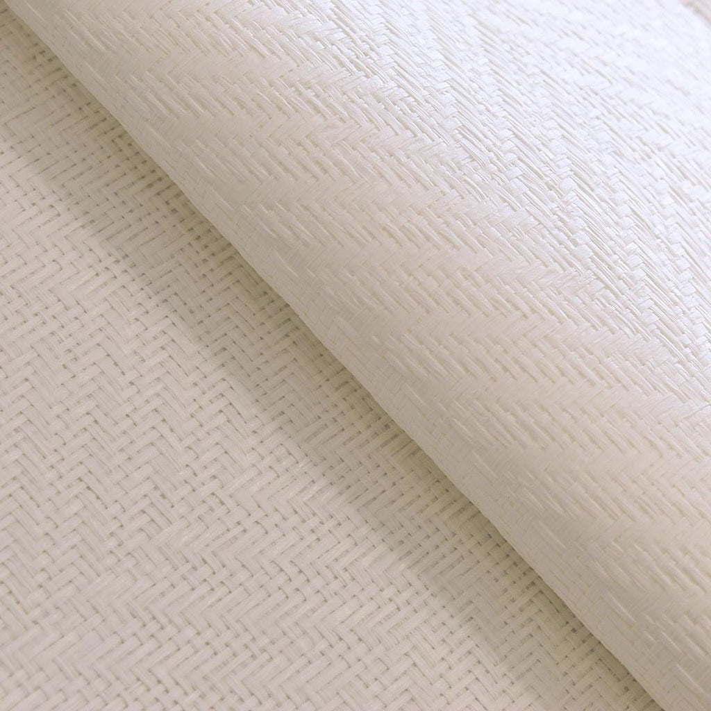 DecoratorsBest Grasscloth Herringbone Crisp White Handwoven Wallpaper, 72 sq. ft.
