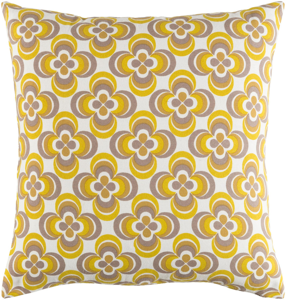 Surya Trudy TRUD-7139 Bright Yellow Ivory 18"H x 18"W Pillow Cover