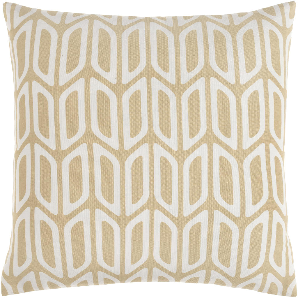 Surya Trudy TRUD-7194 Tan White 18"H x 18"W Pillow Cover