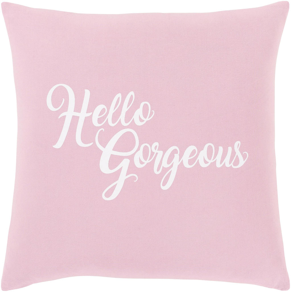 Surya Typography ST-113 Light Pink White 18"H x 18"W Pillow Cover