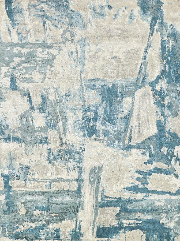 Exquisite Rugs Luxury Laureno Hand-knotted Bamboo Silk 6316 Ivoryl/Light Blue 8' x 10' Area Rug