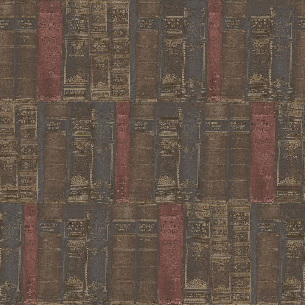 Galerie Library Books Bronze Brown Wallpaper