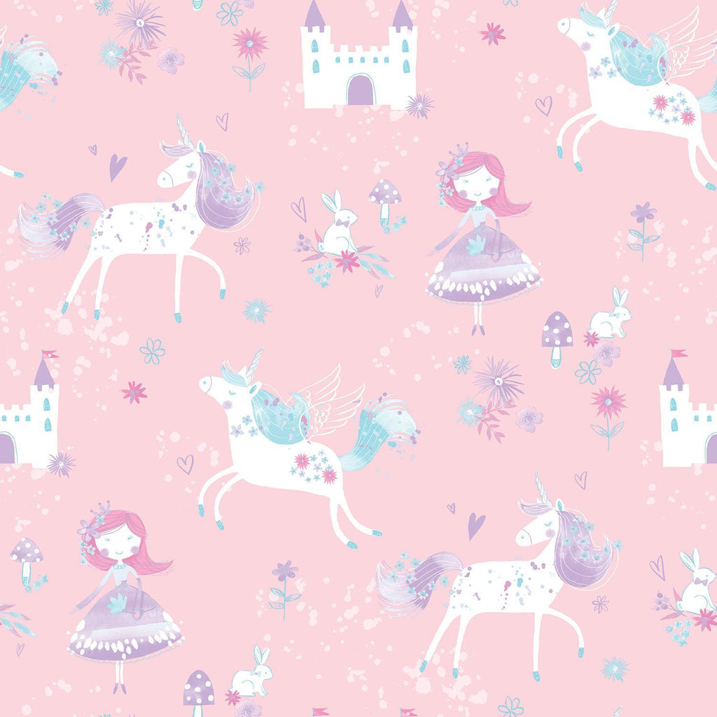 Galerie Unicorns and Princesses Pink Wallpaper