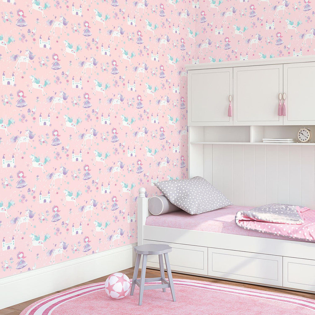 Galerie Unicorns and Princesses Pink Wallpaper