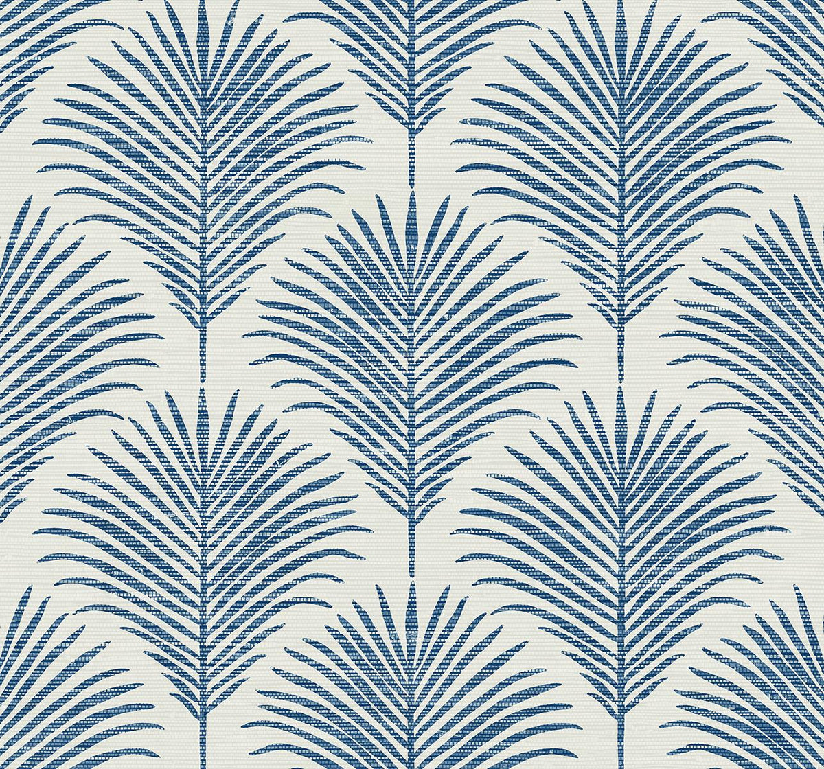 Seabrook Grassland Palm Coastal Blue Wallpaper DecoratorsBest