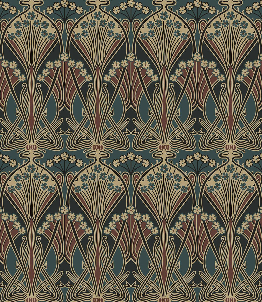 Seabrook Deco Dragonfly Multicolored Wallpaper