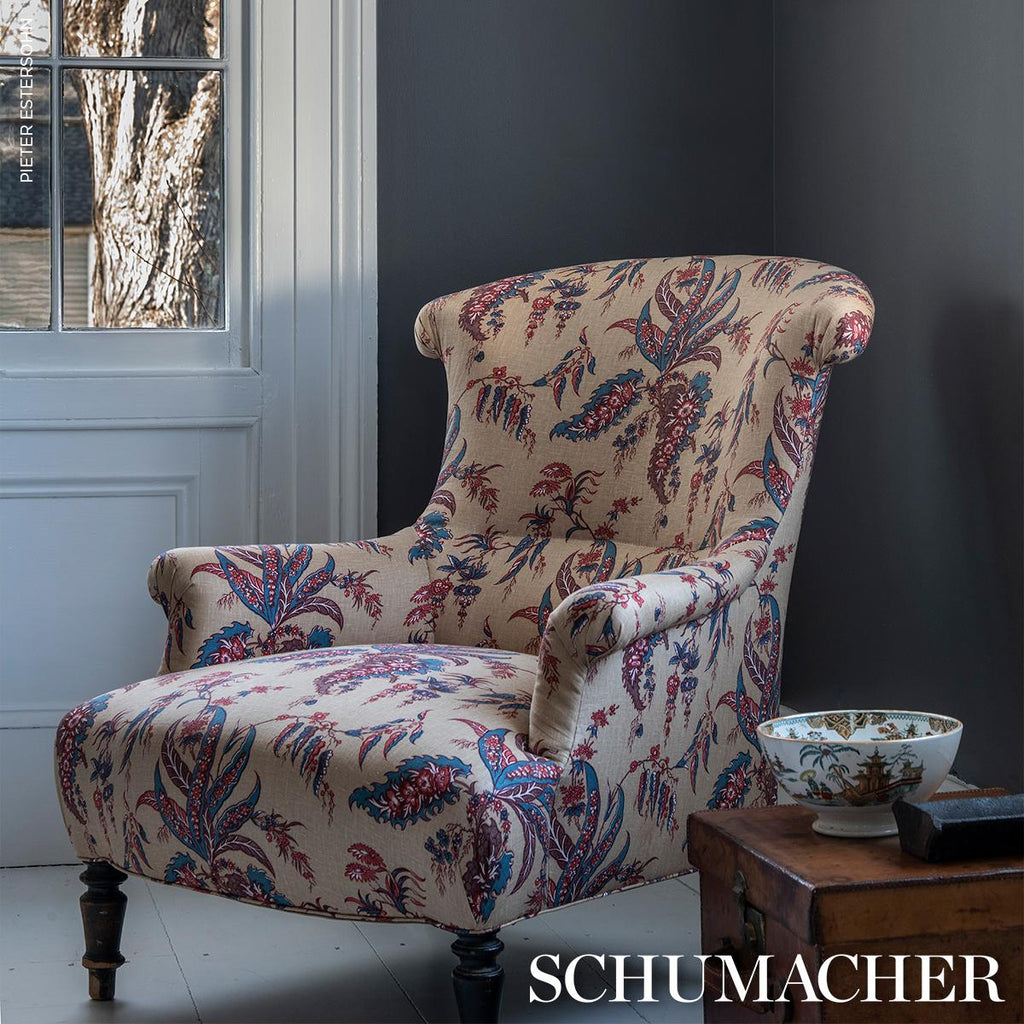 Schumacher Apolline Botanical Rouge & Bleu Fabric