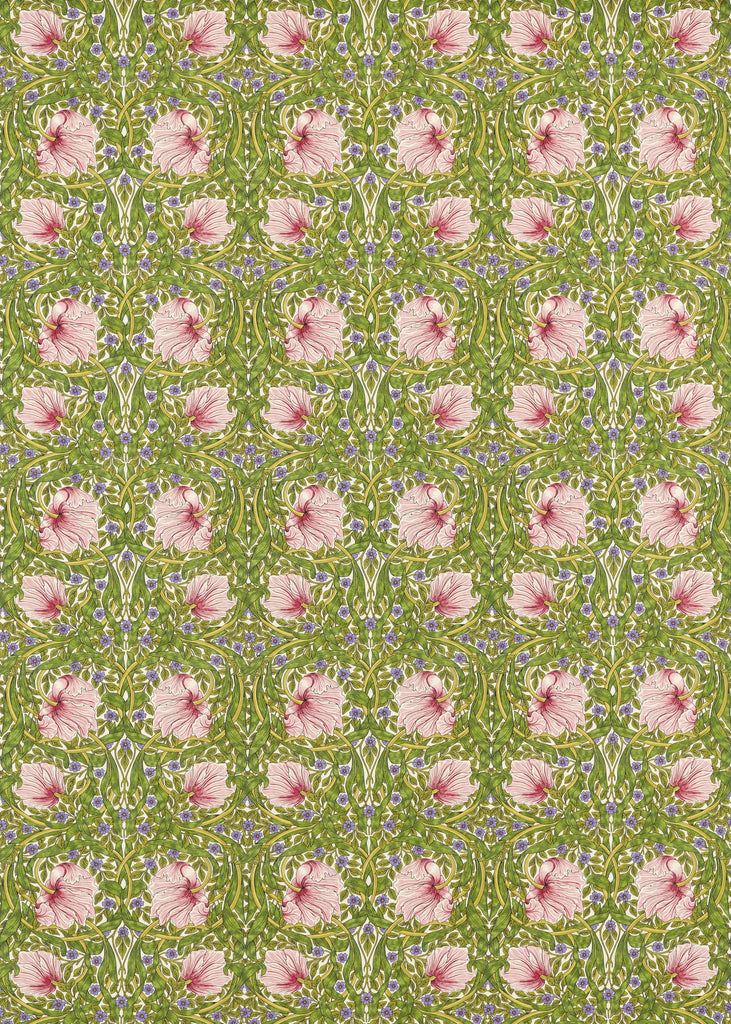 Morris & Co Sap Green/Strawberry Bedford Park Fabrics Fabric
