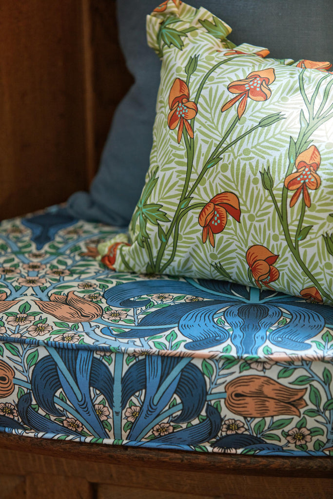 Morris & Co Tangerine/Sage Bedford Park Fabrics Fabric