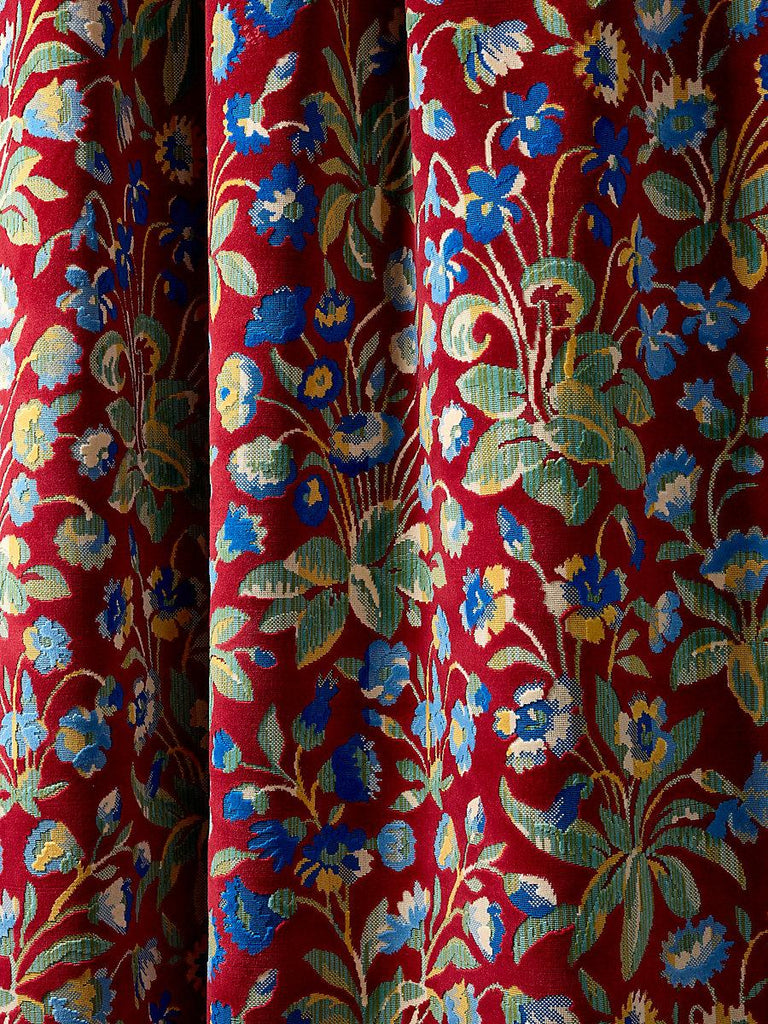 Scalamandre Millefleur Velvet Ruby Cobalt Fabric