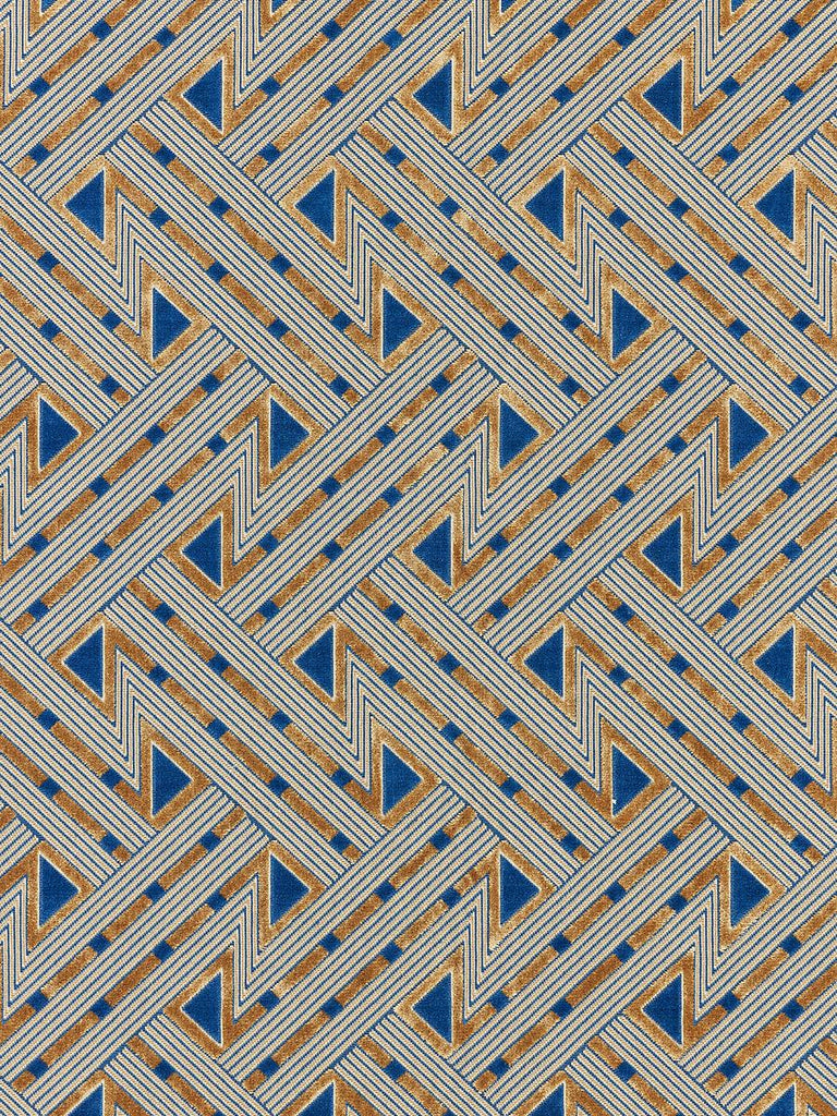 Scalamandre Kasai Velvet Blue And Gold Fabric